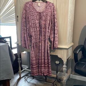 Burgundy Patterned Women's Dress